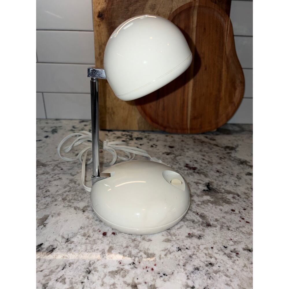 White Adjustable Dome Desk Lamp - Works